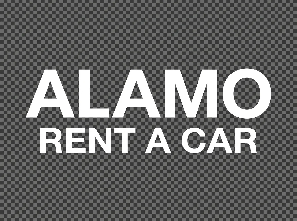 Alamo Rent A Car brand logo, white text on transparent background, clean vector style